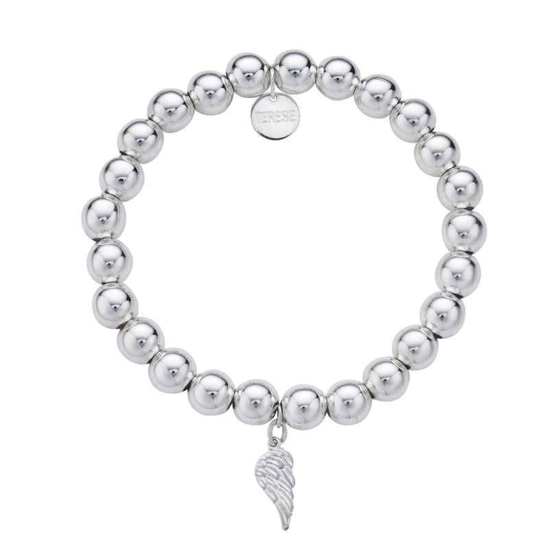 Large sterling silver bead angel charm bracelet