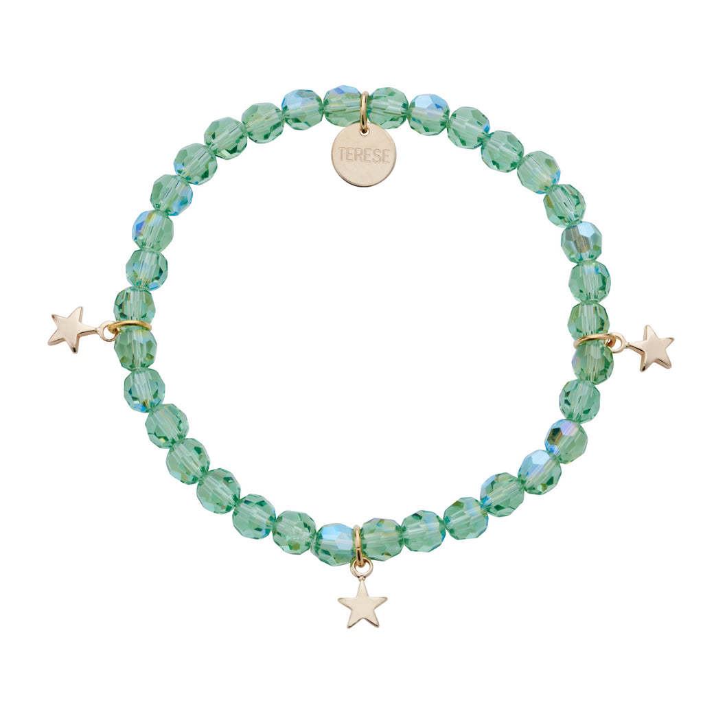 Swarovski green bead 3 star bracelet