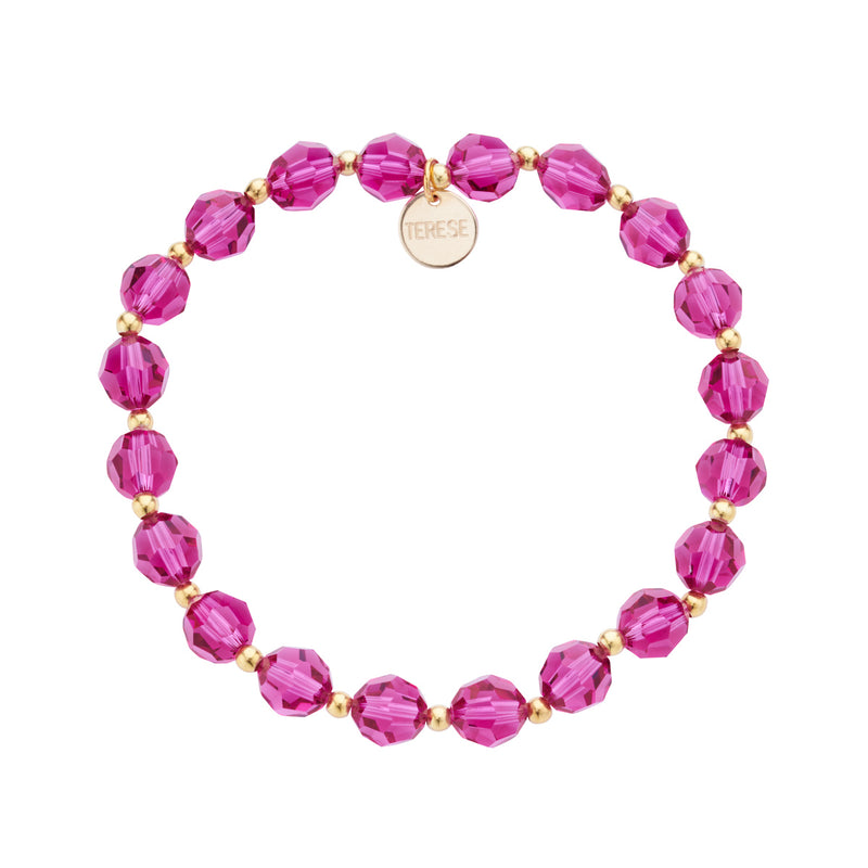 Fuchsia Swarovski faceted bead gold vermeil bracelet