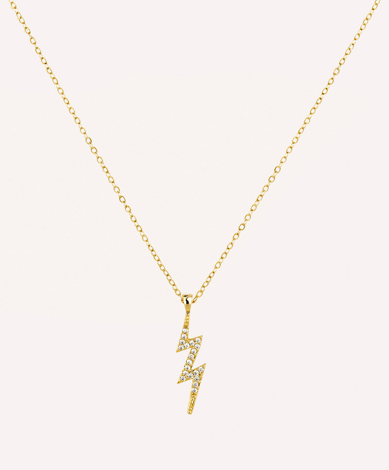 Lightning bolt charm gold necklace